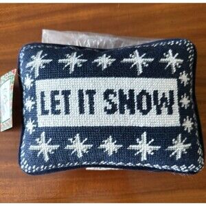 Let It Snow Mini Decorative Pillow 8x6" Blue White Winter Accent Cushion NWT